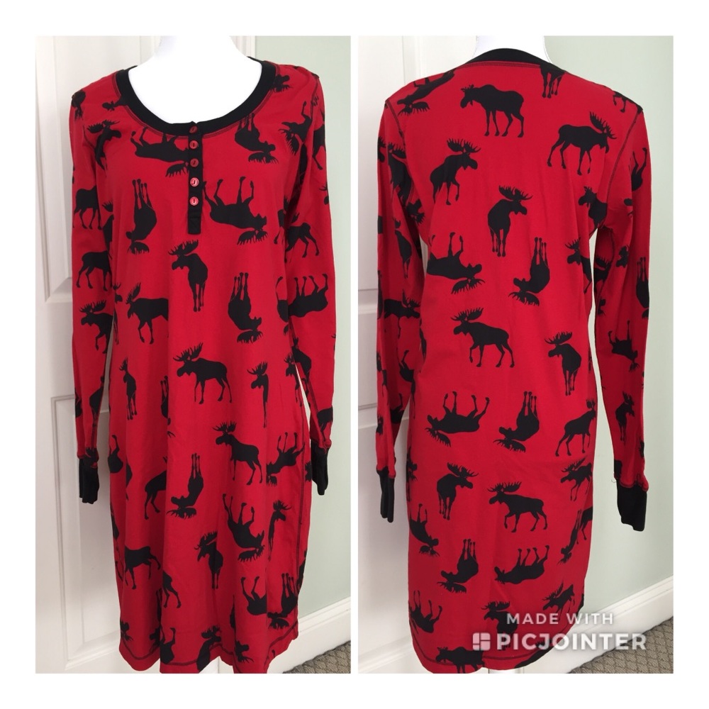 🎉SOLD Hatley SLEEPSHIRT MOOSE PRINT FITTED XL